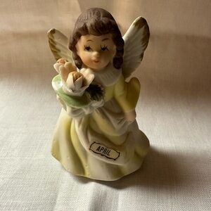 Charming April Angel Figurine with Flowers
